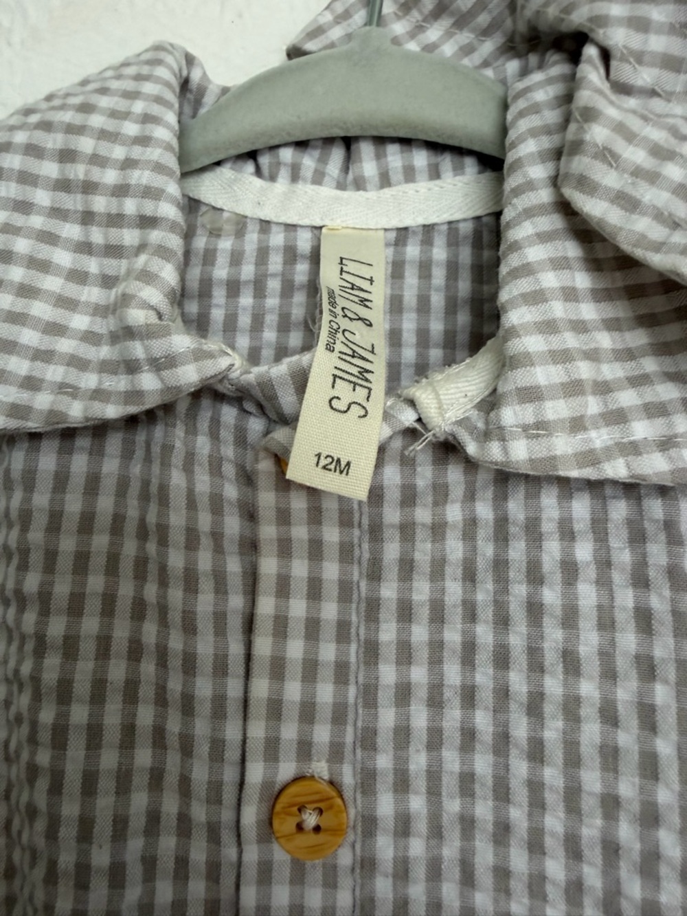 Gray Gingham Kids Matching Set Romper with Hat - Picture 4 of 5